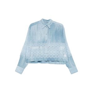 ERMANNO SCERVINO Women's Romantic Lace Detail Sheer Blouse Women CLEAR BLUE